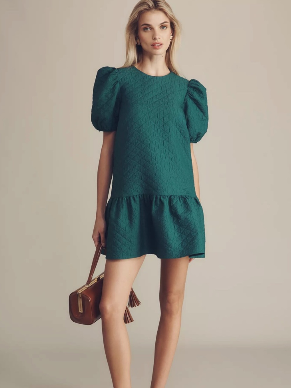 Brand New Maeve Puff-Sleeve Drop-Waist Dress
